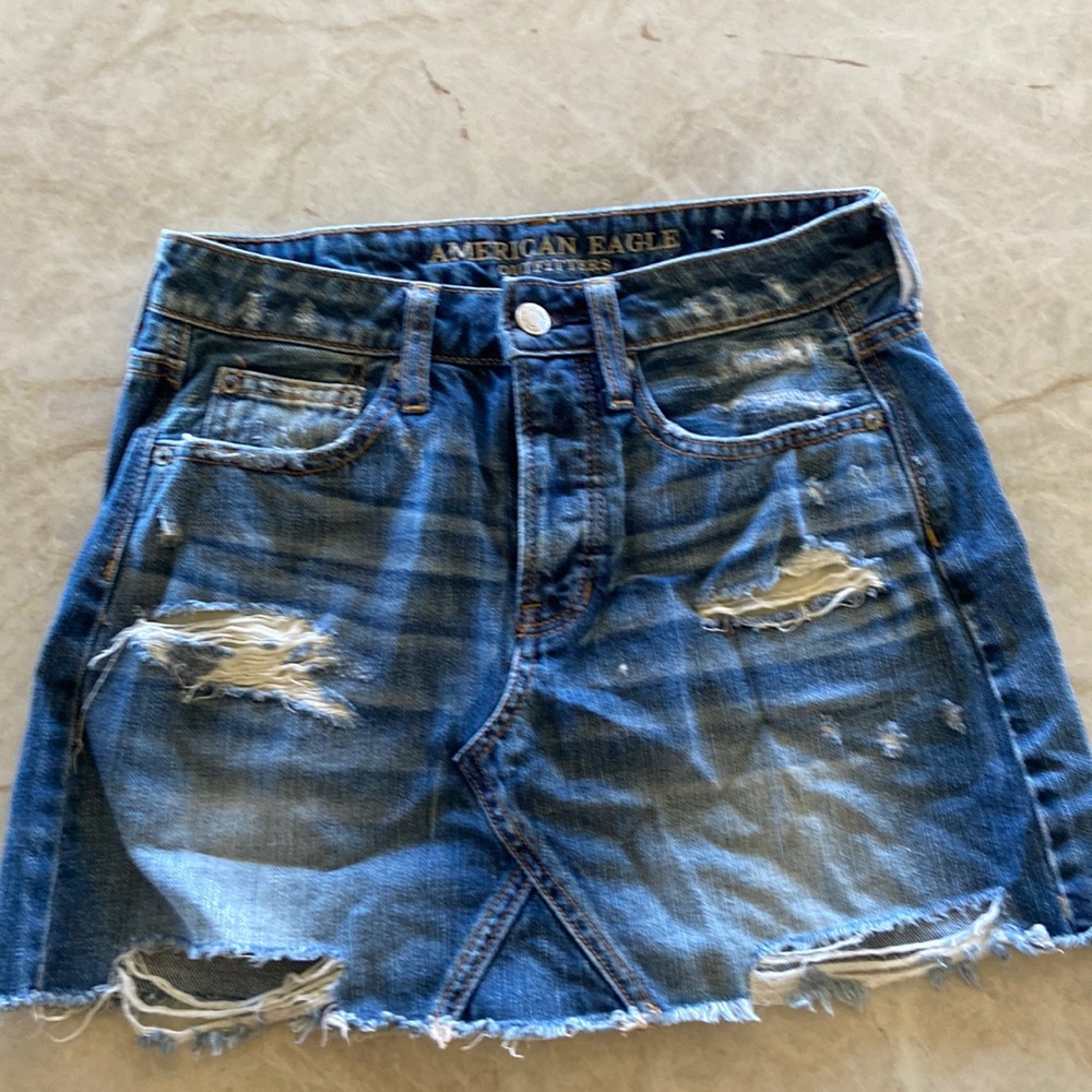 Ultra mini jean skirt.